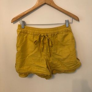 Yellow Linen Shorts